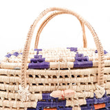 Bolsa rectangular de palma con flores Bolsa rectangular de palma con flores