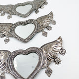Corazón Milagritos con espejo en hojalata - oxidado Corazón Milagritos con espejo en hojalata - oxidado