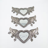 Corazón Milagritos con espejo en hojalata - oxidado Corazón Milagritos con espejo en hojalata - oxidado