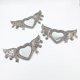 Corazón Milagritos con espejo en hojalata - oxidado Corazón Milagritos con espejo en hojalata - oxidado