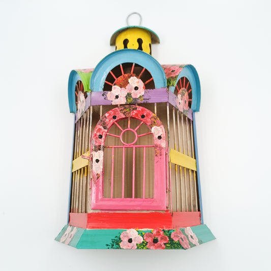 Jaulas de latón pintadas a mano con flores