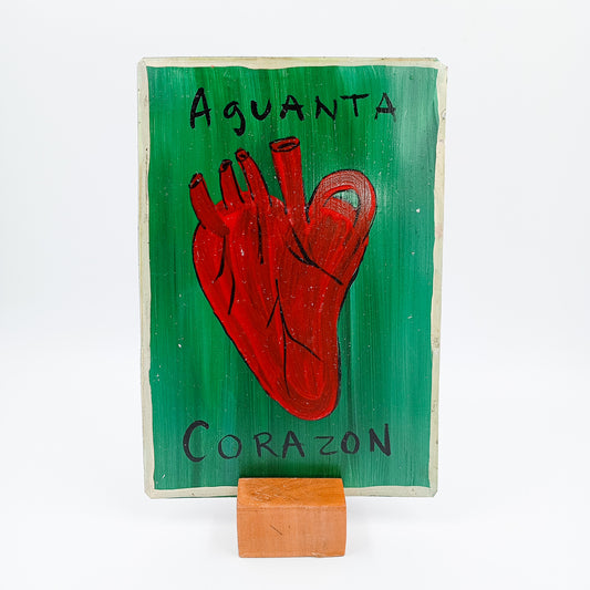 Arte Kitsch "Aguanta Corazón" sobre lámina