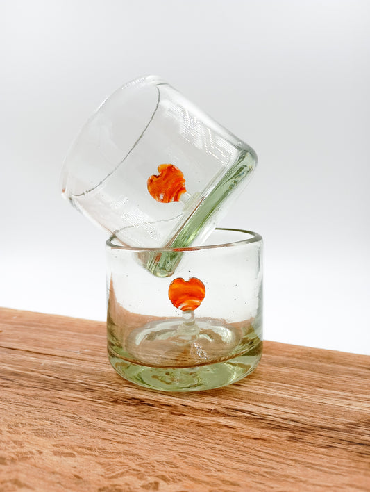 Par de vasitos tequileros / mezcaleros de vidrio soplado