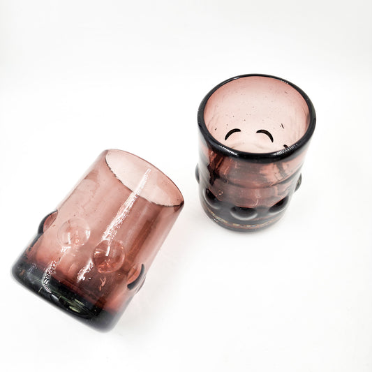 Vasos de vidrio soplado con burbuja -set de 2