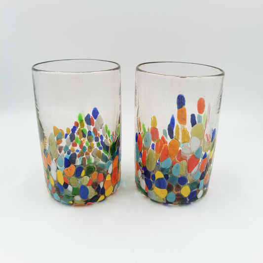 Vasos de vidrio soplado confetti - Set de dos vasos