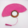 Abanico jipijapa grande color rosa con mango de madera