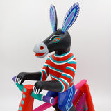 Alebrije burro en bicicleta - San Martín Tilcajete