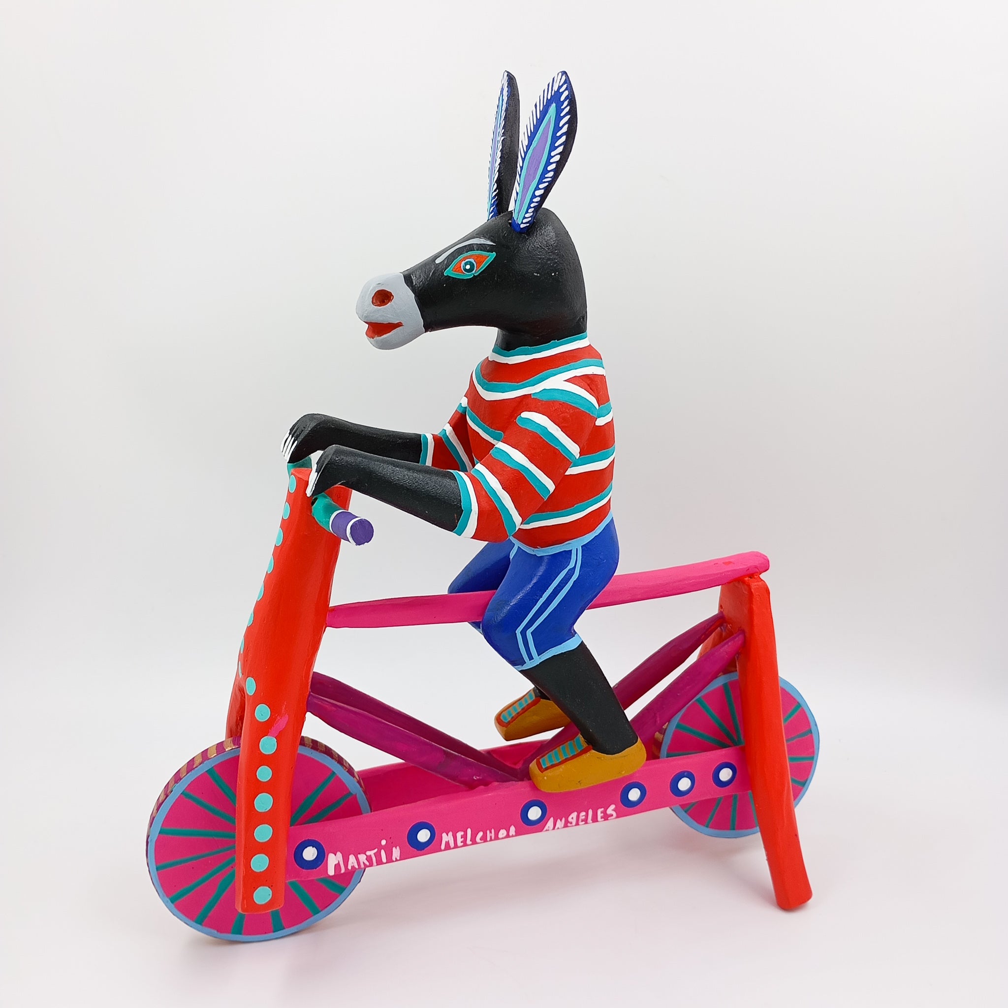 Alebrije burro en bicicleta - San Martín Tilcajete