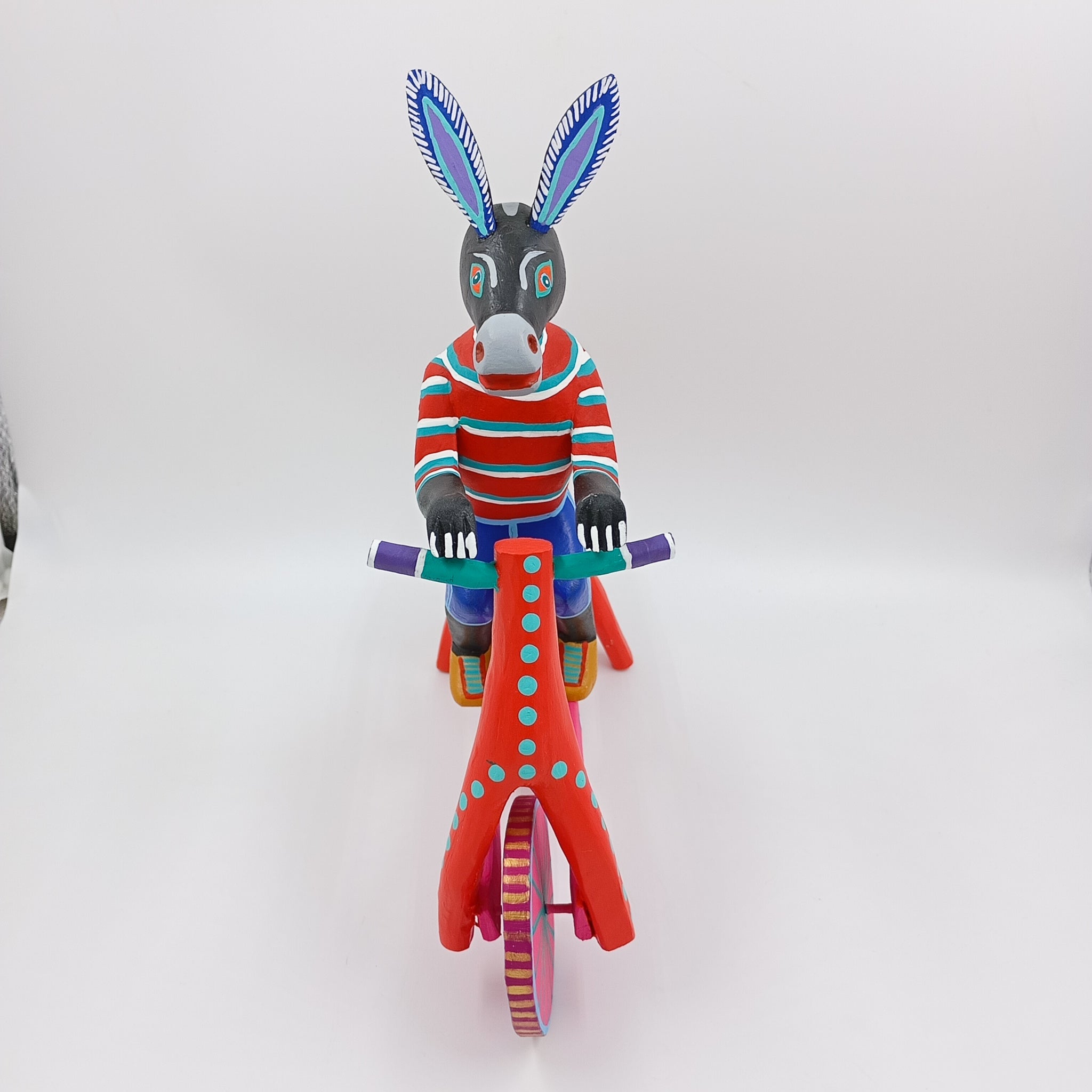 Alebrije burro en bicicleta - San Martín Tilcajete