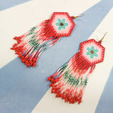 Huichol mandala flower earrings