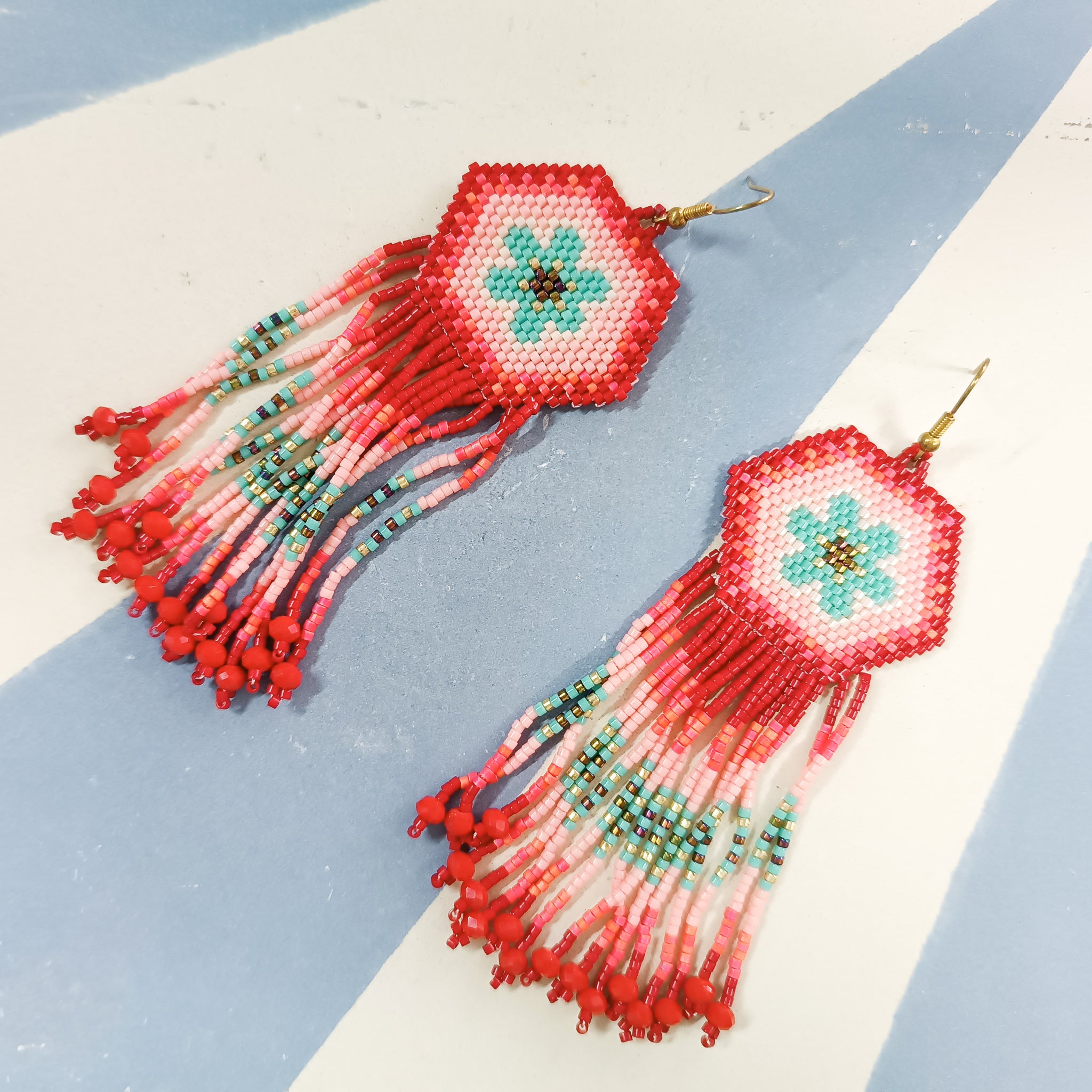 Huichol mandala flower earrings