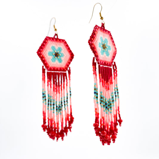 Aretes huichol mandala flor