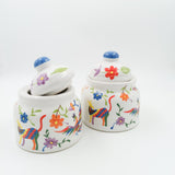 Ceramic sugar bowls from Michoacán with Otomi details