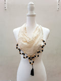 Palm Beaded Cotton Bandana