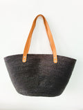 Black palm bag with leather handles