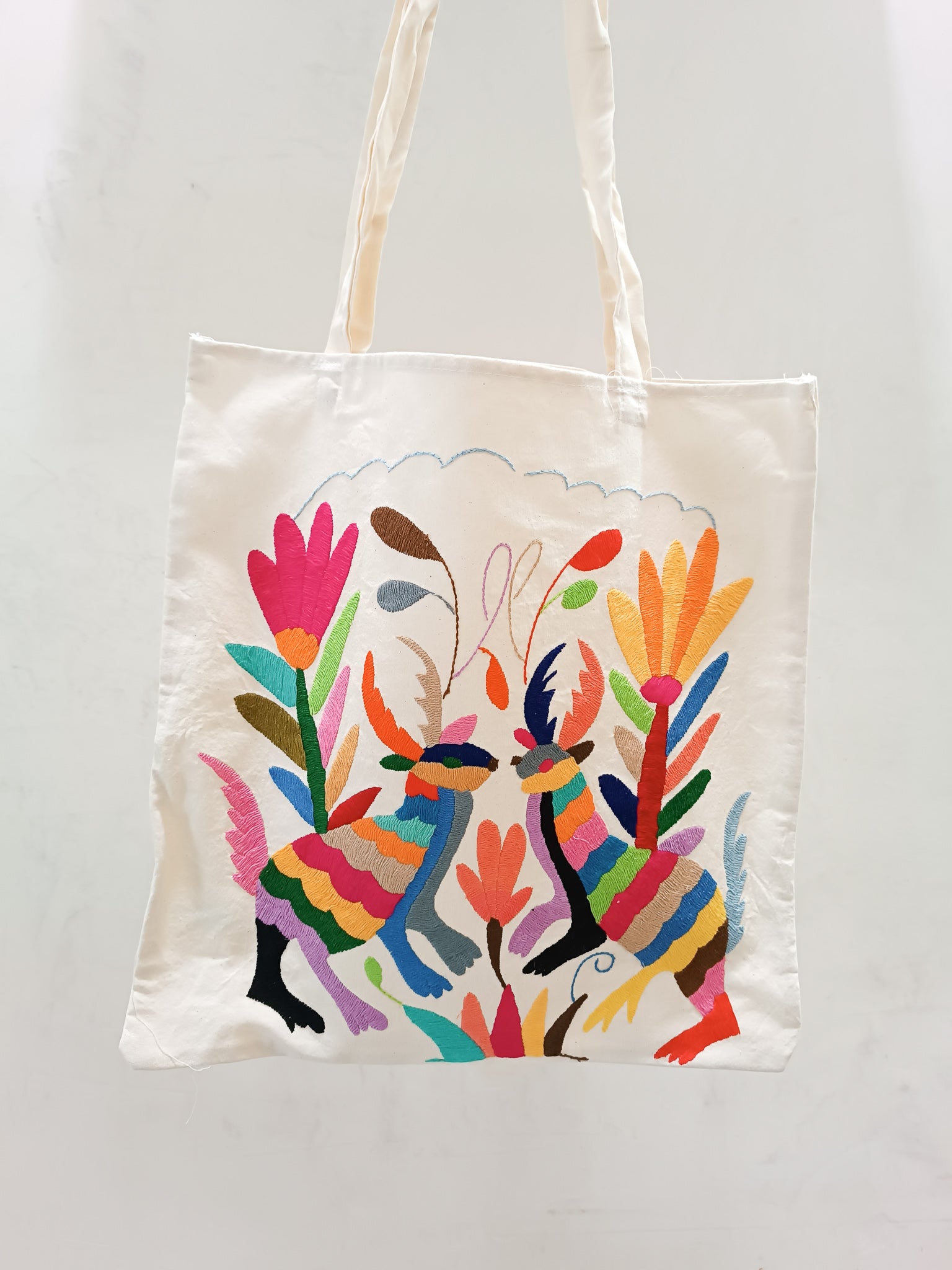 Tote bag with Otomí embroidery