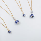 Collar Talavera y perla de río con cadena chapa de oro 14k