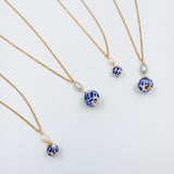 Collar Talavera y perla de río con cadena chapa de oro 14k