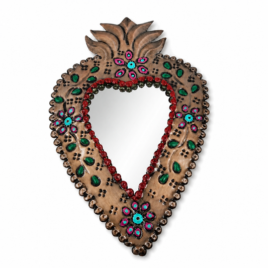 Corazón Milagrito con espejo de hojalata