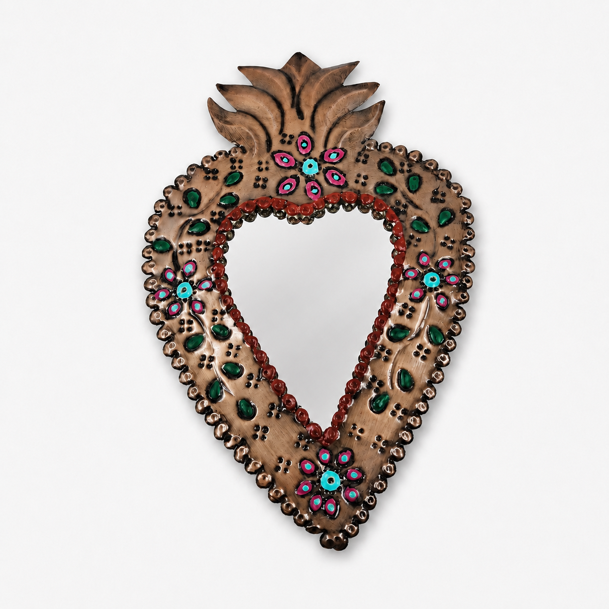 Corazón Milagrito con espejo de hojalata