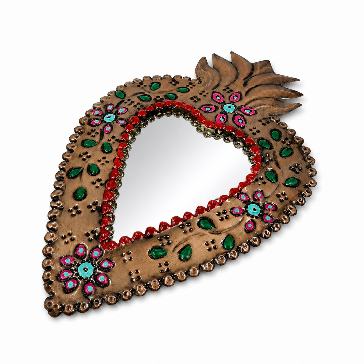 Corazón Milagrito con espejo de hojalata