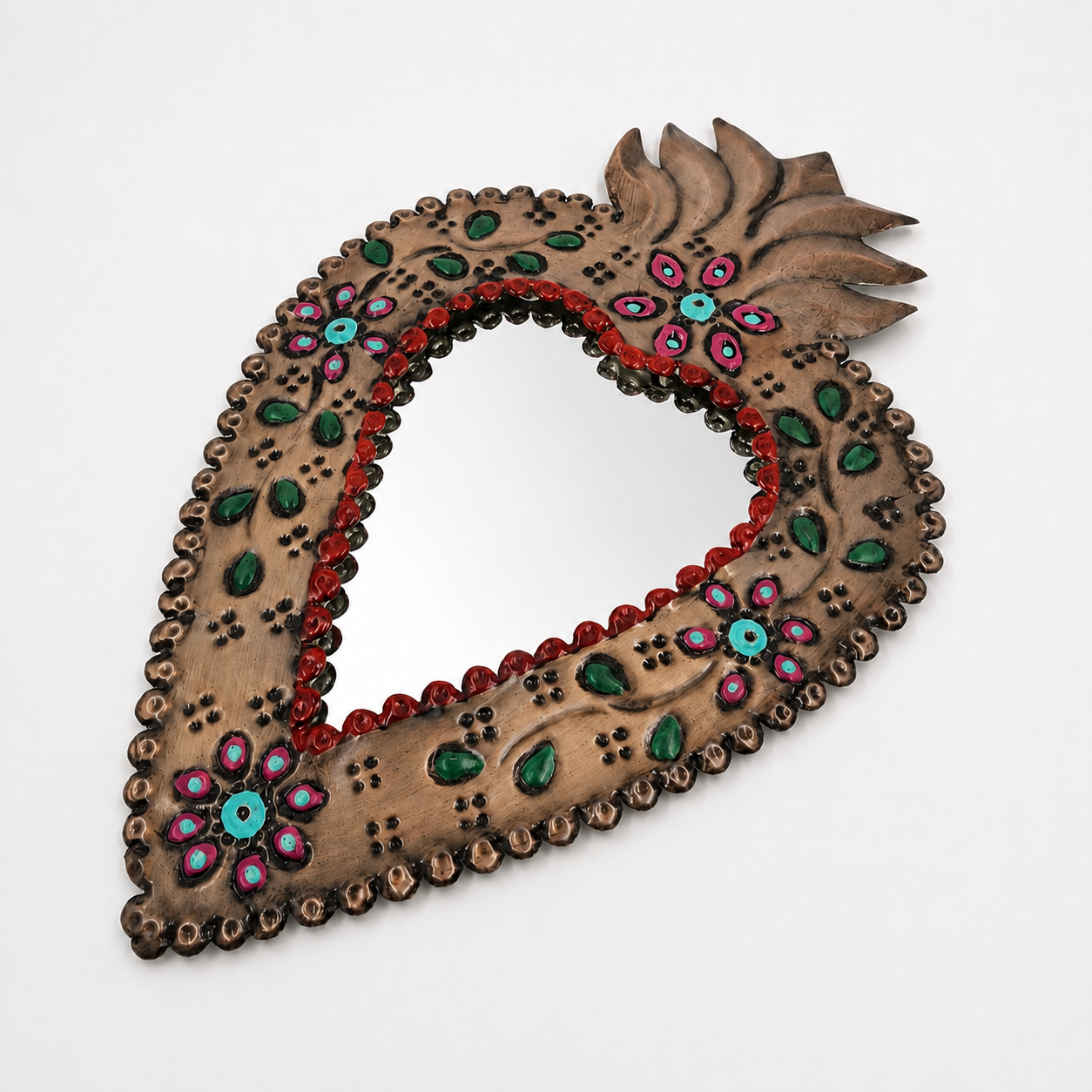 Corazón Milagrito con espejo de hojalata