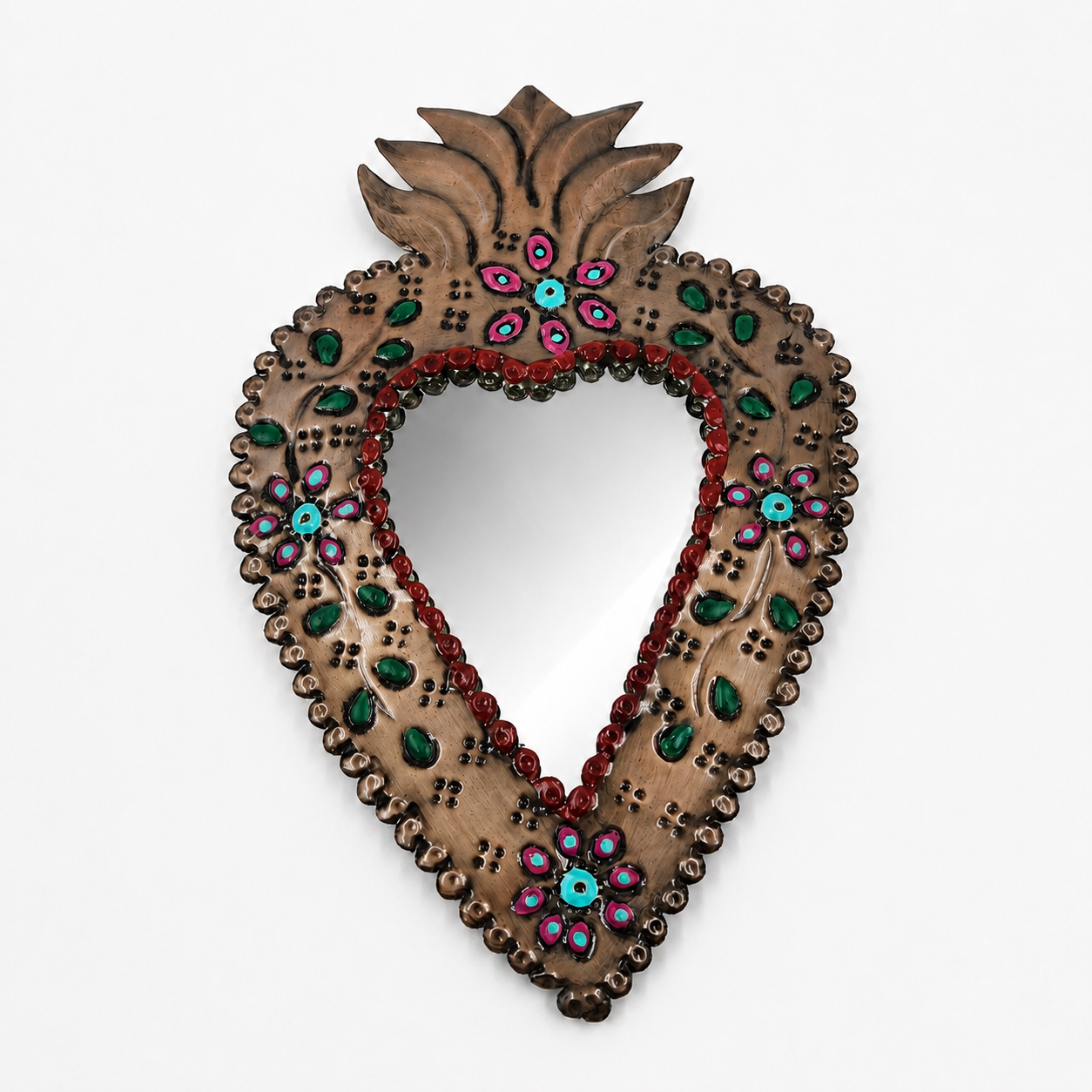 Corazón Milagrito con espejo de hojalata