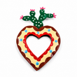 Corazón Milagrito con nopal y espejo de hojalata