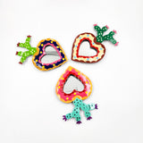 Corazón Milagrito con nopal y espejo de hojalata