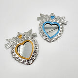 Mirror heart with embossed tin doves