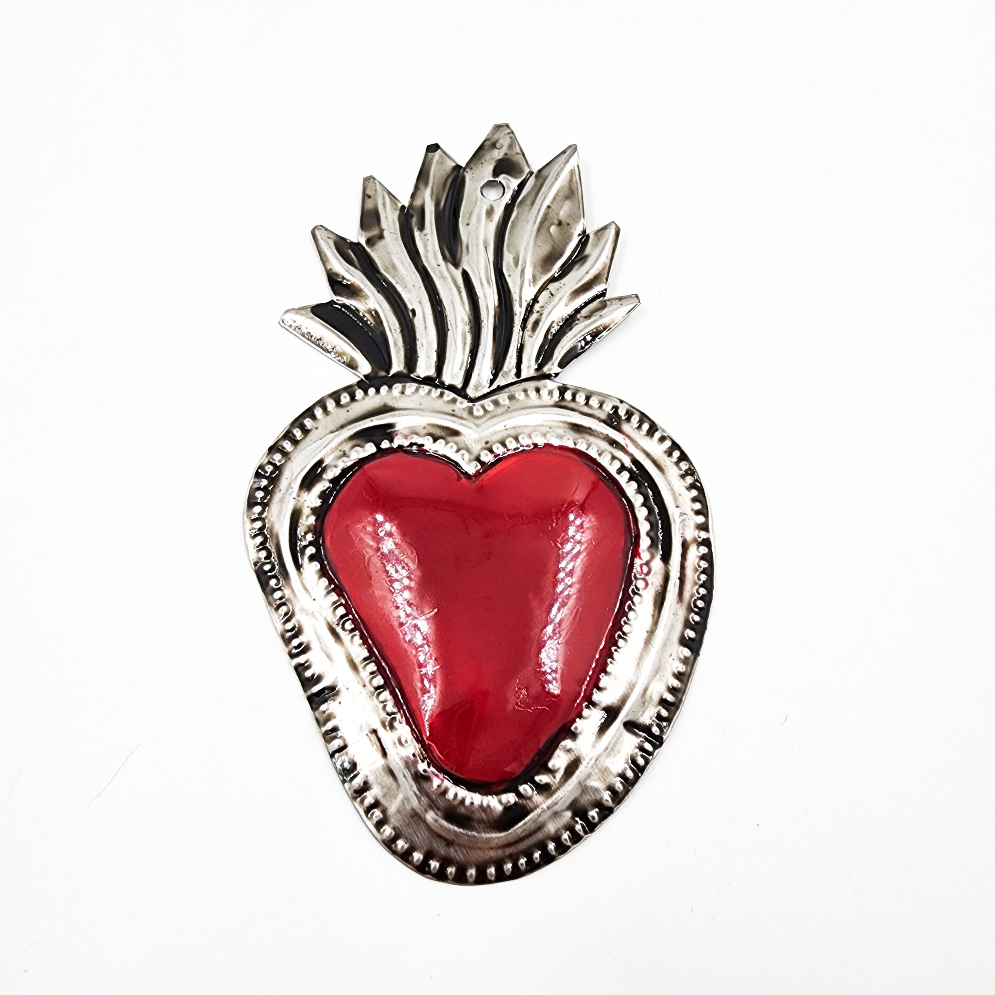 Embossed tin hearts