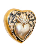 Corazón Mexicano de Madera Dorado con Milagritos