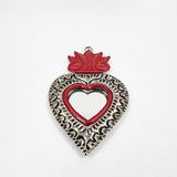 Mini embossed tin heart mirror