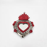 Mini embossed tin heart mirror