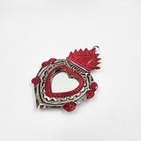 Mini embossed tin heart mirror