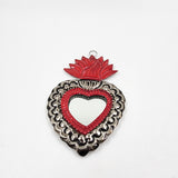 Mini embossed tin heart mirror