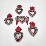 Mini embossed tin heart mirror