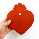 Corazón Milagrito grande - rojo con fuego plateado