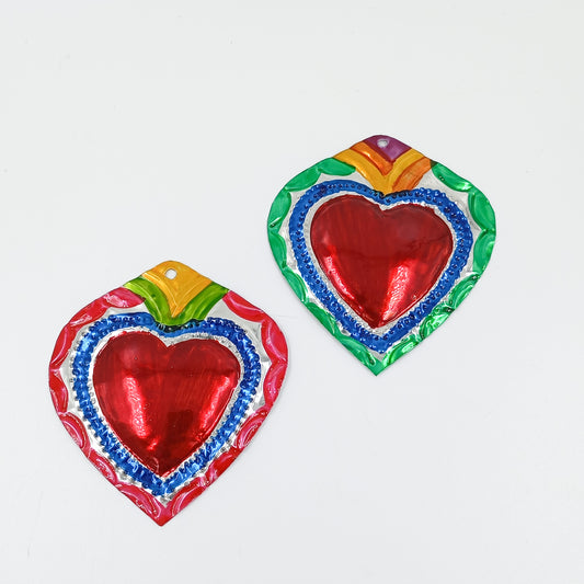 Corazones de hojalata artesanales tamaño chico