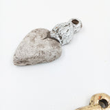 Corazón Milagrito con corona - acabado dorado y gris con plata