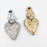 Corazón Milagrito con corona - acabado dorado y gris con plata
