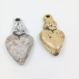 Corazón Milagrito con corona - acabado dorado y gris con plata
