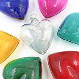 Corazones de vidrio soplado