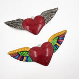 Heart with embossed tin wings