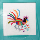 Cuadro con bordado Tenango - gallo multicolor