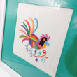 Cuadro con bordado Tenango - gallo multicolor
