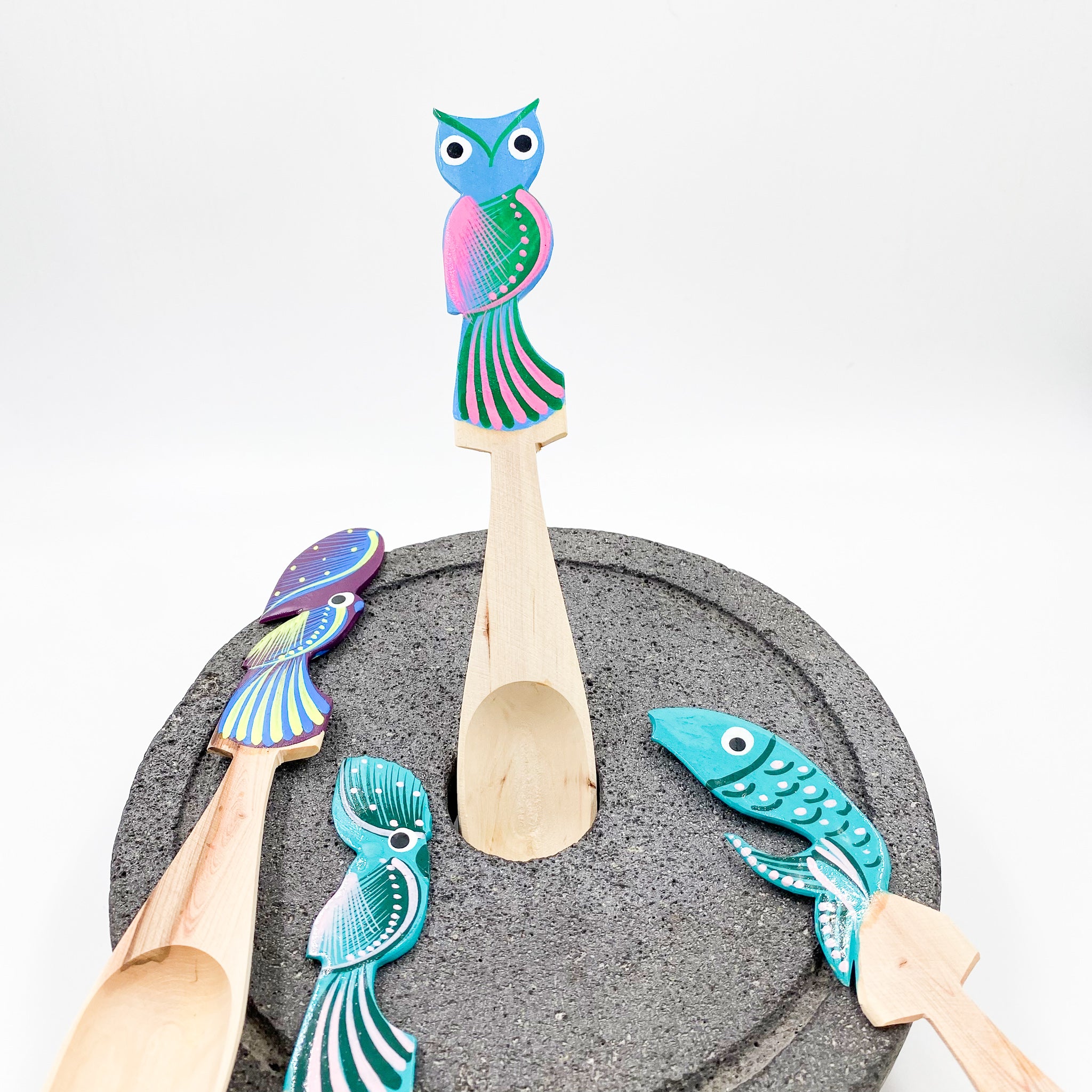 Cucharitas de Madera Artesanales con Alebrijes Pintados a Mano