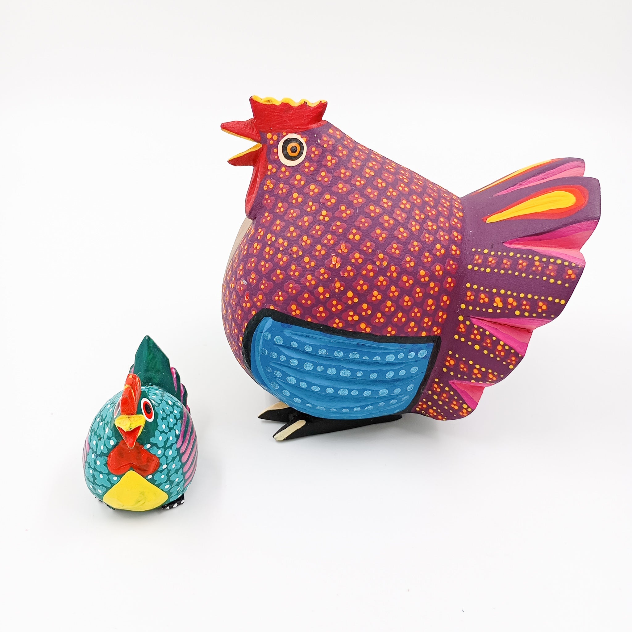 Set de gallinas Alebrije - mamá e hija