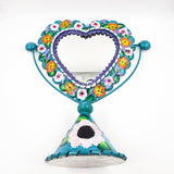 Hand-painted tin heart table mirror