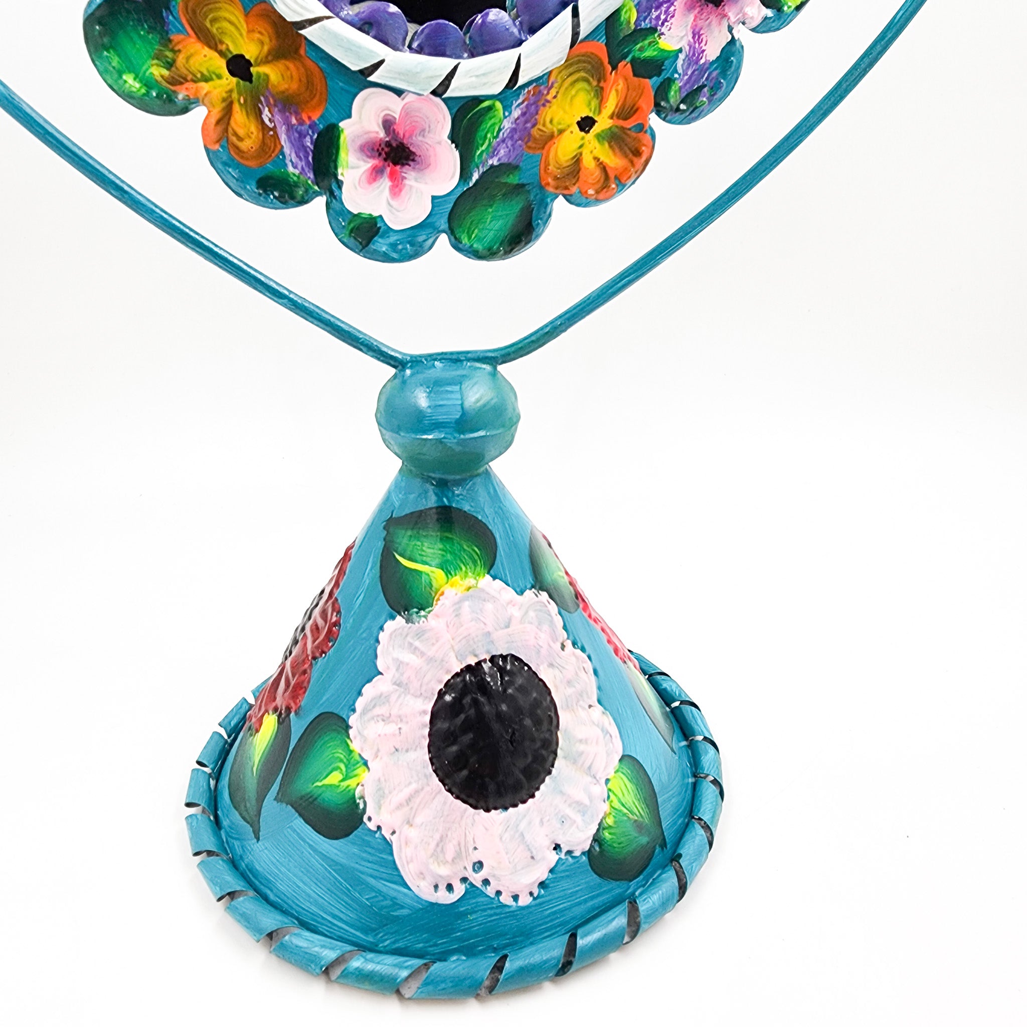 Hand-painted tin heart table mirror